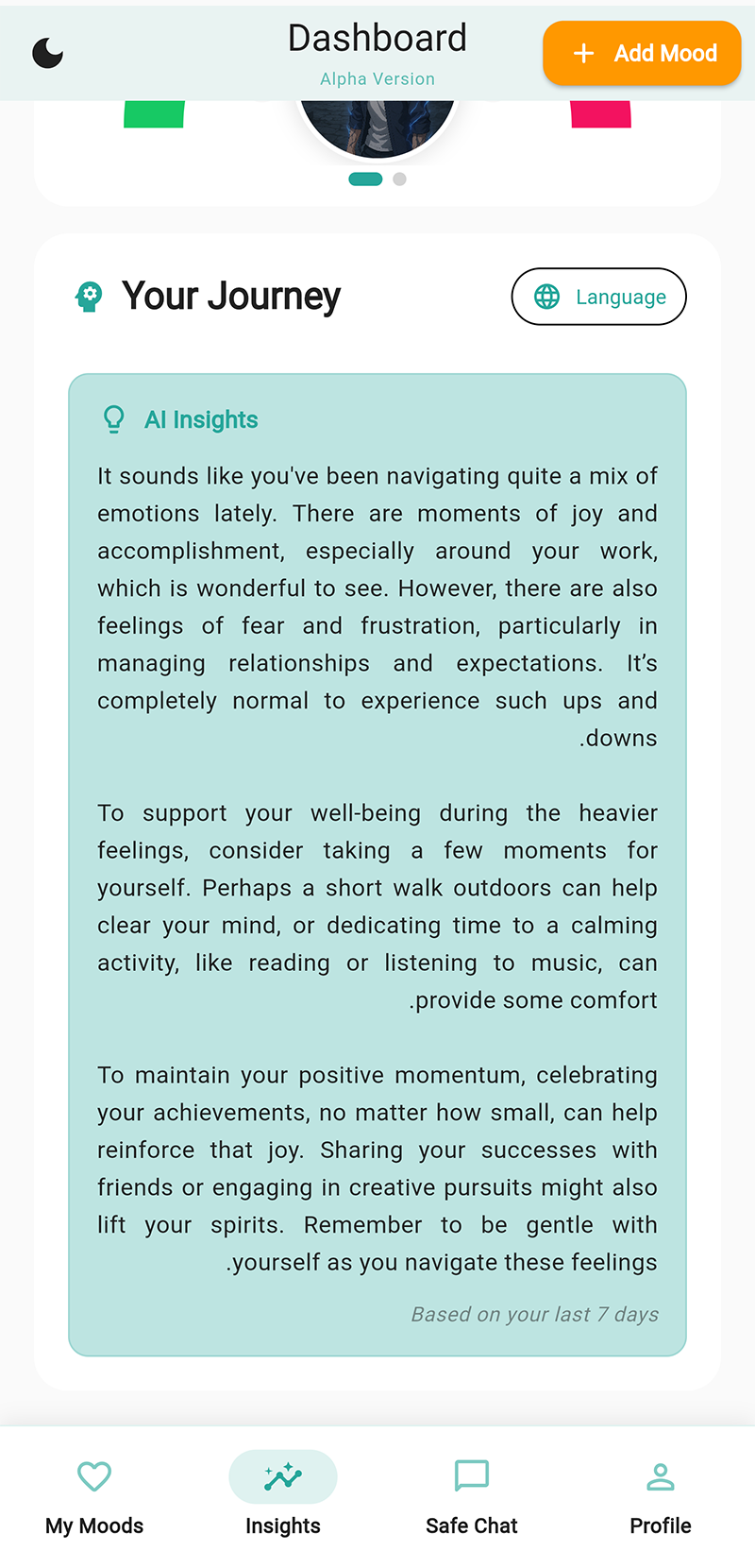 Moodi app mood analysis - Detailed AI-powered mood breakdown and emotional insights